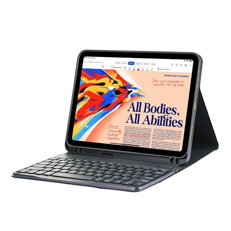 Teclado inalámbrico BT para Ipad Air 4 Protección completa Auto Sleep Tablet Cover para Ipad Retail Box Silicon