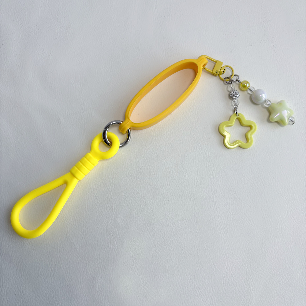 Short handle oval ring star pendant yellow