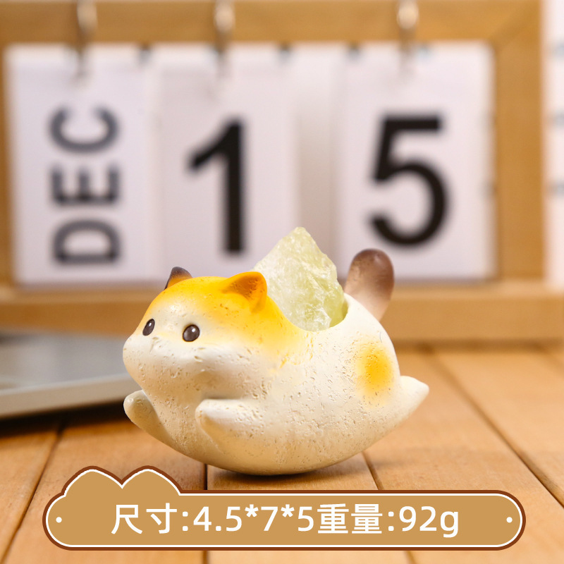 1244-1 เชค-อะ-เชค แมวคาลิโก้คริสตัลสีเหลือง