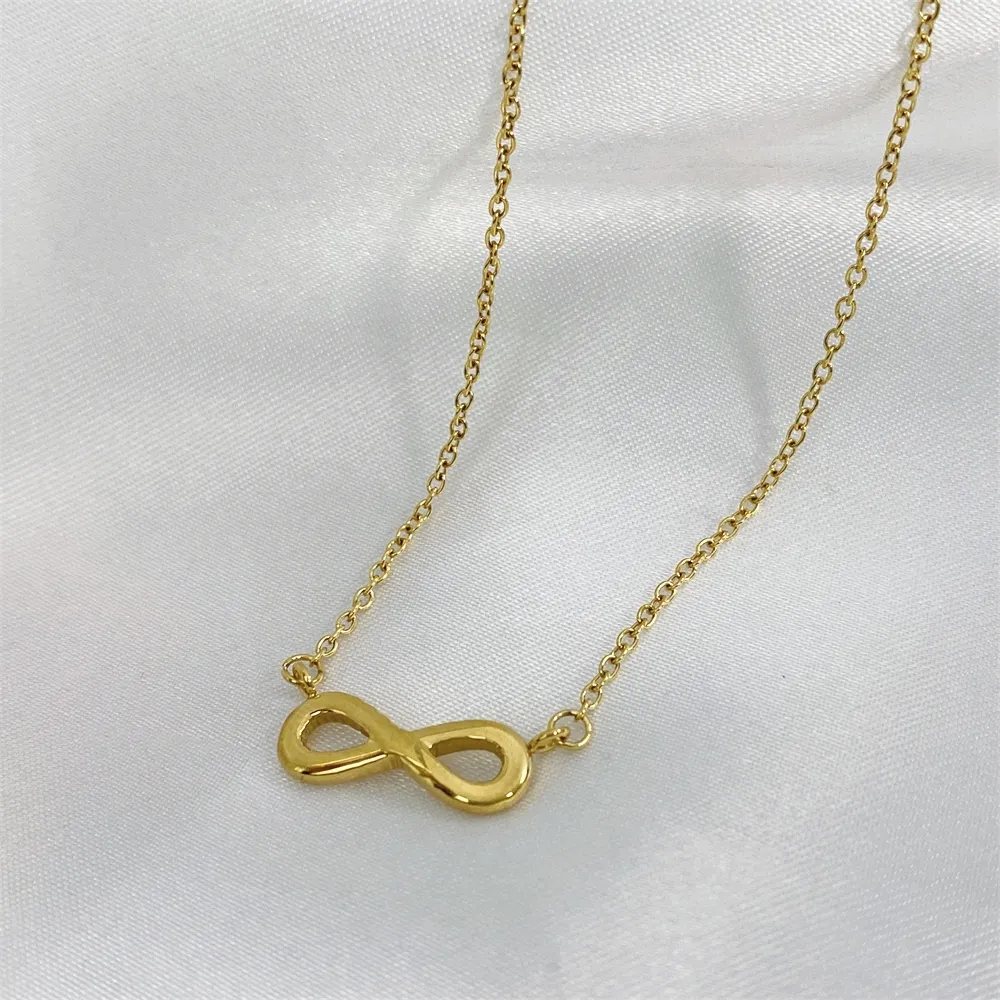 Discount Stainless Steel Jewelry Tarnish Free Simple Infinity Love Lucky Number 8 Pendant Necklace Factory Wholesale