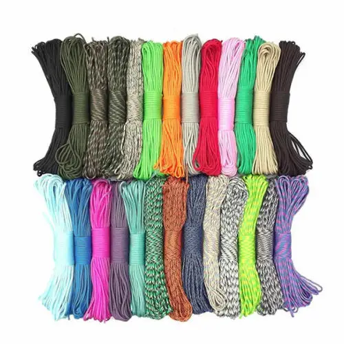 Cuerda de paracaídas para escalada, equipo de supervivencia al aire libre, diferentes colores, 550 paracord, 7 hebras, núcleo, 100 pies