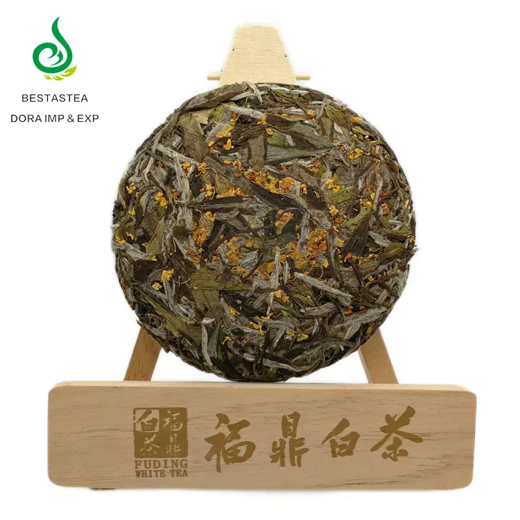 มาใหม่ฉลากที่กำหนดเอง Fuding Baicha Bing Osmanthus รสดอกโบตั๋นสีขาวปุกปุยเค้กชาขาว