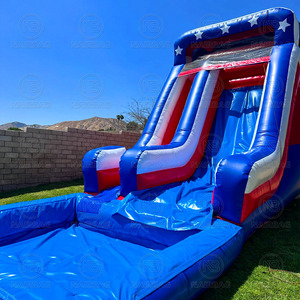 Tobogán de agua inflable palmera mármol azul Nip deslizamiento en un tobogán de agua con piscina para la venta - Product Image 2