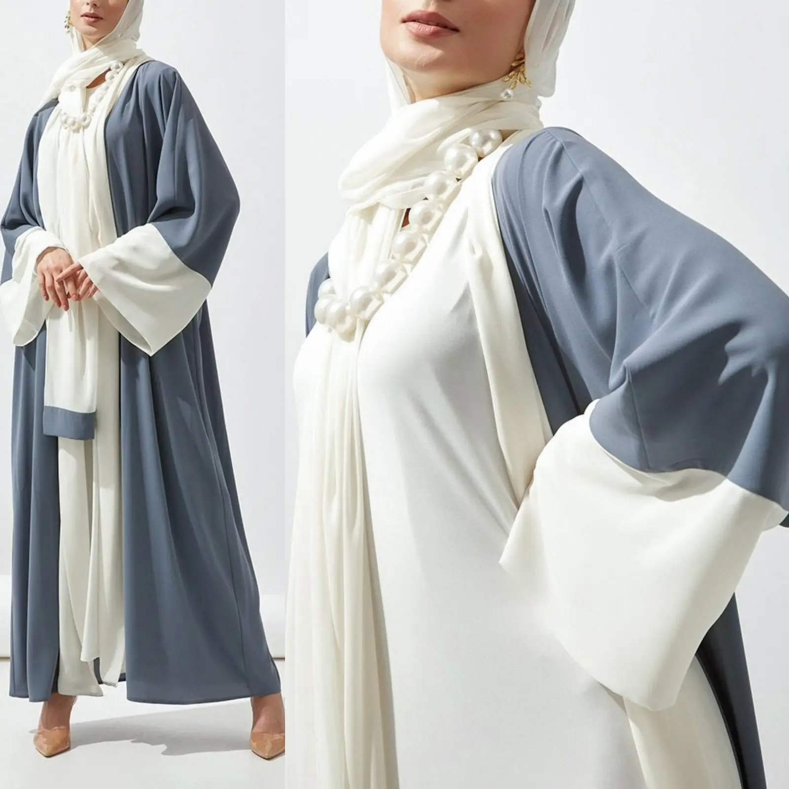 Baju Fashion Muslim wanita Abaya Dubai Arab lengan Puff renda gaun Ramadan Jilbab Jilbab jubah Turki Kaftan Marocain Abaya