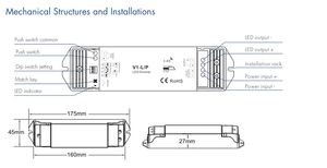 V1-L/P 1CH * 15A одноканальный светодиодный контроллер 4 PWM частоты RF2.4g беспроводной пульт дистанционного управления Push Dim Одноцветный диммер - Product Image 4