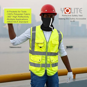 Yolite เสื้อแจ็คเก็ตสีดำปักลายน้ำหนักเบาแบบเรียบสามารถใช้ได้3ม. Ansi เสื้อกั๊กออกกำลังกาย Hi VIS เสื้อกั๊กเสื้อกั๊ก pakistan มองเห็นได้ชัดเจน - Product Image 3