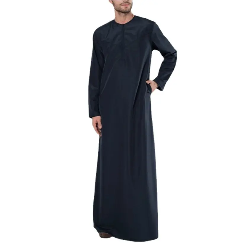 2023 arabe musulman caftan hommes à manches longues fermeture éclair ample Abaya Robes arabie saoudite dubaï Jubba Thobe hommes vêtements