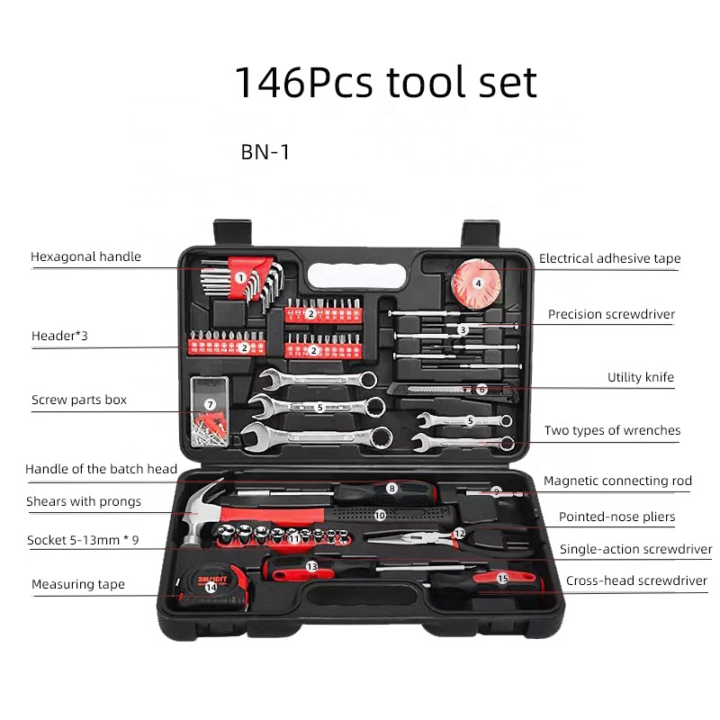 146 Pcs Tool Set Black