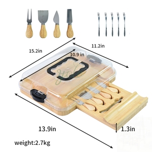 <span class=keywords><strong>2025</strong></span> mới đa mục đích nhà bếp phục vụ Platter tre gỗ pho mát Slide-Out ngăn kéo dao kéo charcuterie Hội Đồng Quản trị với nắp rõ ràng - Product Image 6