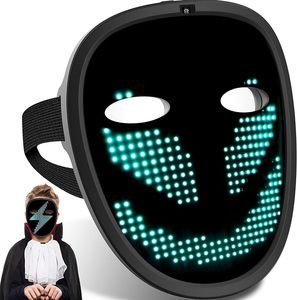 キッズミニLEDマスクジェスチャーセンシングトランスフォーミングライトアップフェイスマスクハロウィンレイブ用 - Product Image 1