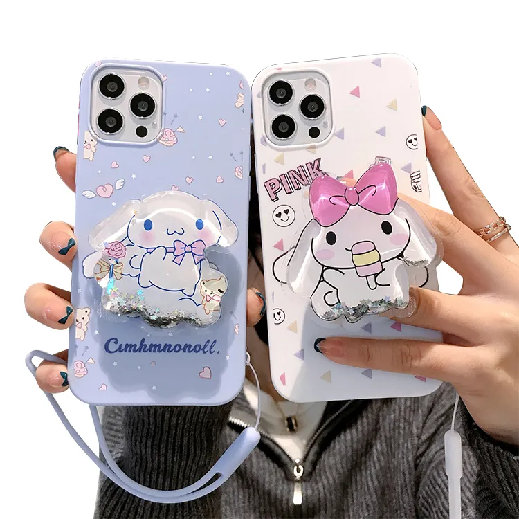 Funda blanda con dibujos animados para teléfono móvil OPPO, funda con dibujos animados de arena movediza, cinamoroll, cinturón de soporte para perros, A5S, F9, RENO6, 5Pro, A74, A93, A73