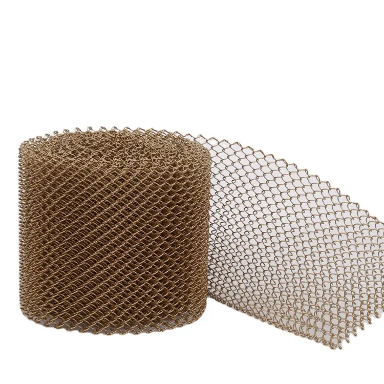 Large - hole khaki metal coil drapery used as a metal partition