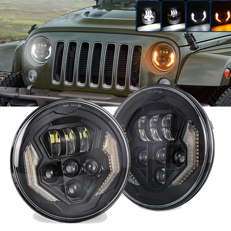 2 pezzi Niva Urban 7 pollici Led faro Hi/Low H4 Light Halo Angle Eyes DRL fari per Jeep Wrangler Off Road 4x4 suzuki samurai