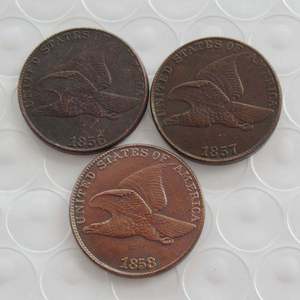 Reproduction US Whole Set of 3 Pcs (1856-1858) Flying Eagle <strong>Cent</strong> Copper Decorative Commemorative Custom Coins - Product Image 6