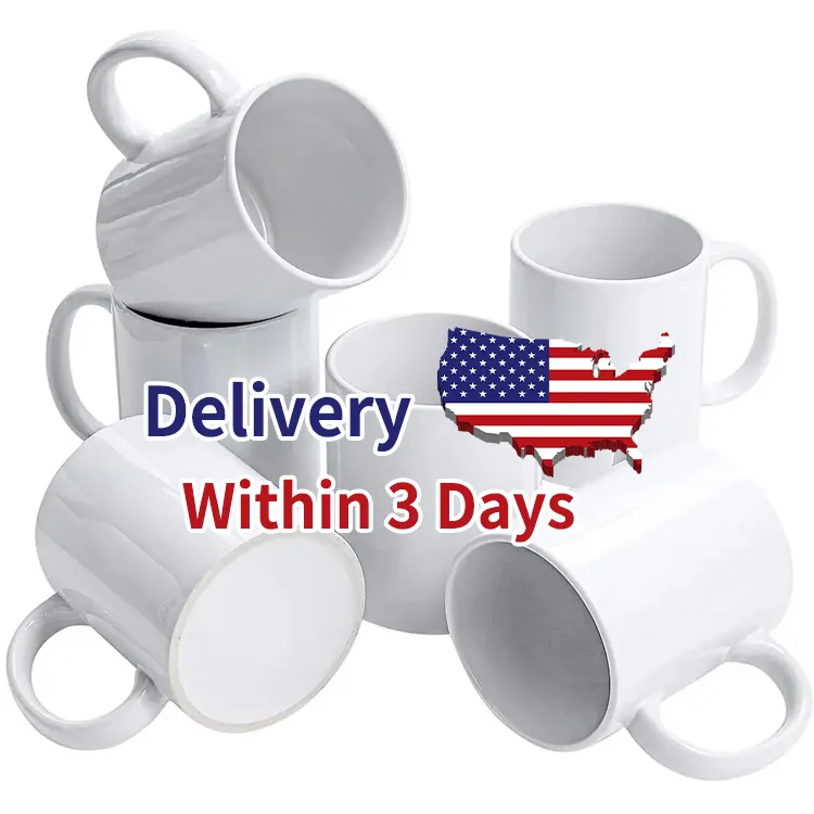 Tazas de cerámica con logotipo personalizado a precio de fábrica, tazas de café, porcelana blanca con sublimación en blanco de Navidad, 11oz, almacén de EE. UU.