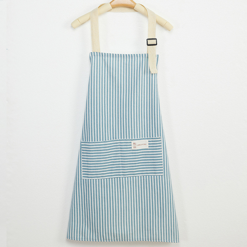 ผ้าฝ้ายผสมลินินลายทางระบายอากาศ - สีฟ้า