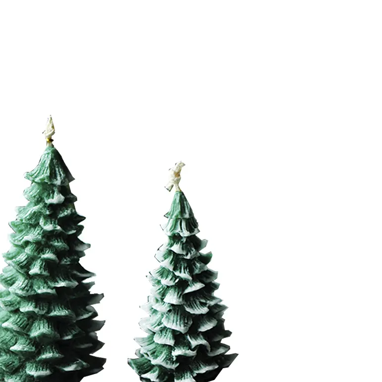 Velas de árbol de Navidad de aromaterapia sin humo hechas a mano regalos de vacaciones de Año Nuevo al por mayor piezas decorativas de cera de carnauba verde