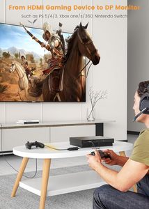 4K for <strong>HDMI</strong> to DP Adapter 4K-60HZ Male to Female Cable with Nylon TPE PVC Jacket for Source Device to DP Display