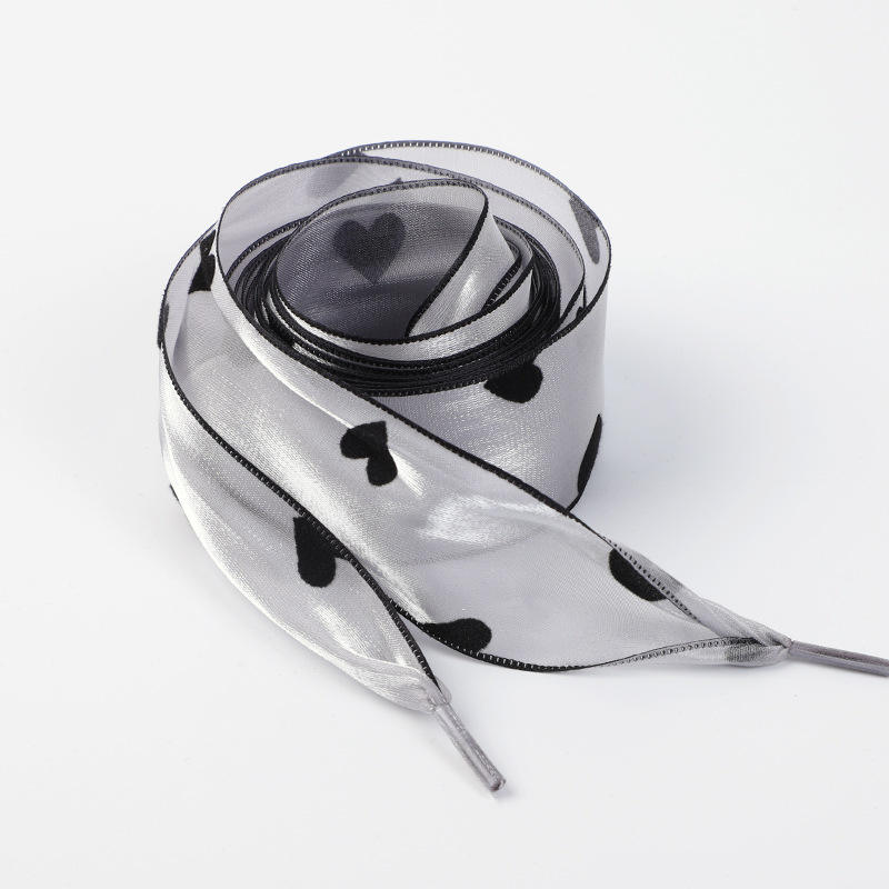 Grey love silk shoelace