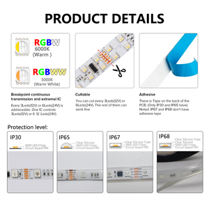 Светодиодная Пиксельная лента DMX512, двухрядная 5050 RGBW RGBWW 4 в 1 SMD, полноцветная внешняя программируемая адресная световая панель IC UCS512 24 В - Product Image 4
