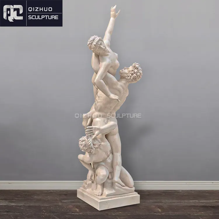 Famoso antiguo griego tamaño real tallado a mano figura escultura violación de la mujer Sabine estatua de mármol