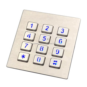 12 Keys Water-Proof LED Keypad <strong>with</strong> Blue LEDs: Illuminated for Public Phones &amp; Access Control