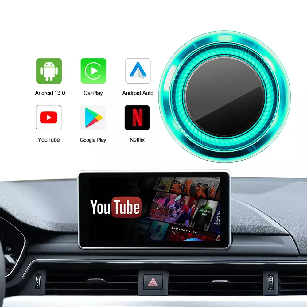 Exploter CarPlay Ai Box Android 13 8G + 128G Applepie Foguete Sem Fio Apple Car Play Android Auto Multimídia Caixa Inteligente APP Jogador