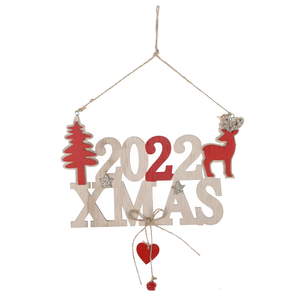2022メリークリスマス木製ハンギングサイン正面玄関ポーチ窓壁の休日の装飾