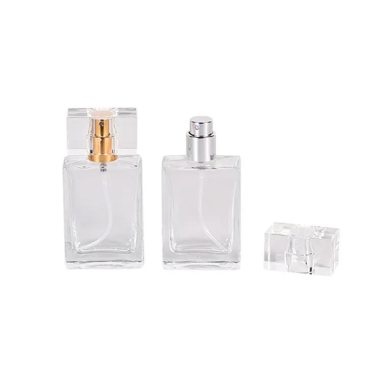 Factory Direct Luxury Perfume Bottles 30 Ml 50ml Square Glass Spray Bottle with Sprayer Pump