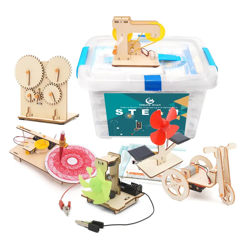 Kit STEM Fisika DIY Mainan Edukasi Rakit, Model Puzzle Robot Mobil Dicat, Mainan Kayu Anak-anak, Mainan Lain