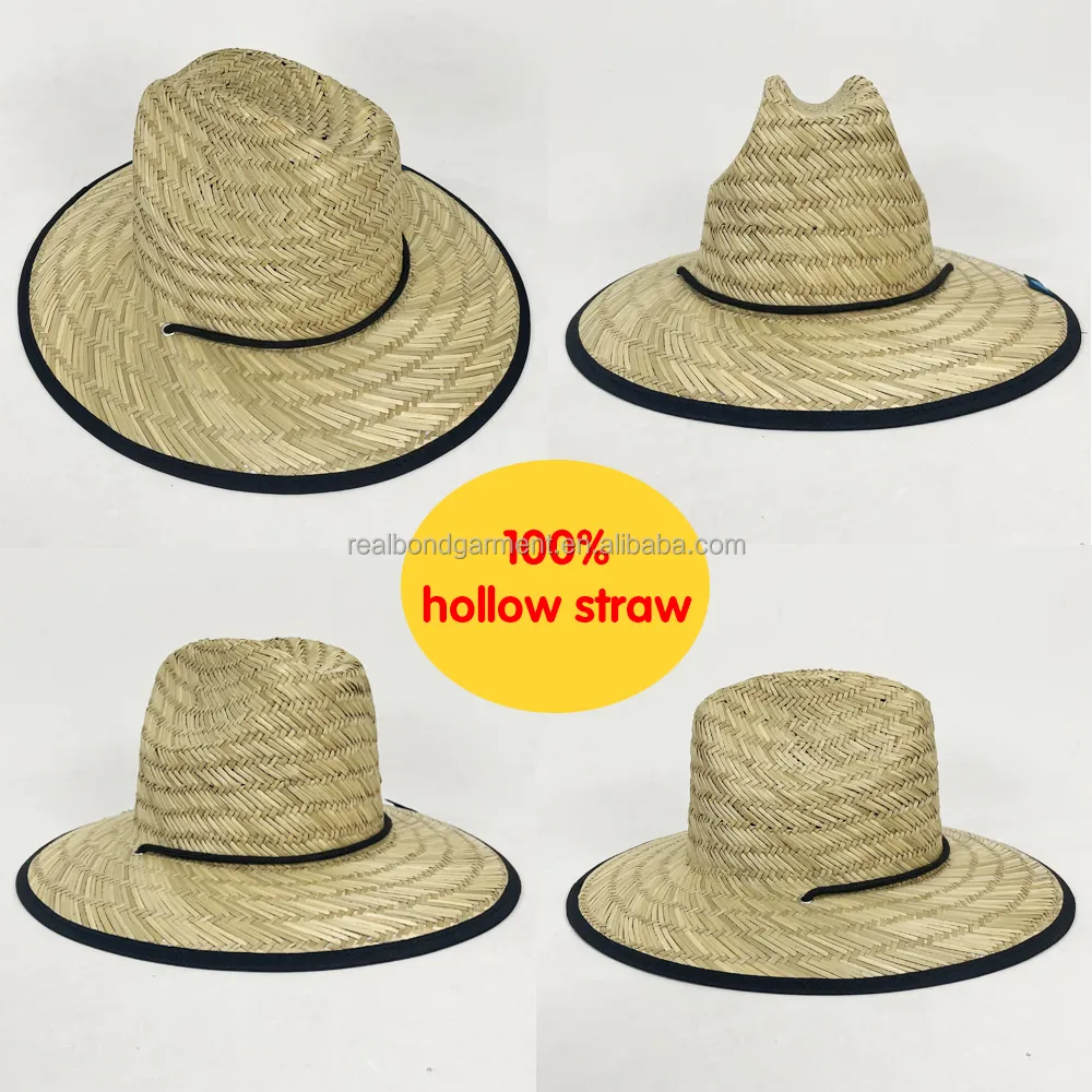 Pronto per la spedizione ragazzi bagnino cappello marrone chiaro erba naturale pesca bambini cappello estivo per fresco