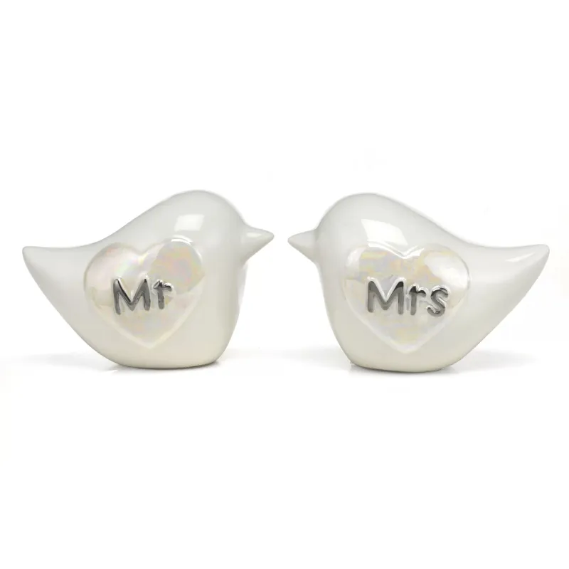 Mr Mrs Love Birds Cake Decor Souvenir accessorio per matrimoni Cake Topper in ceramica