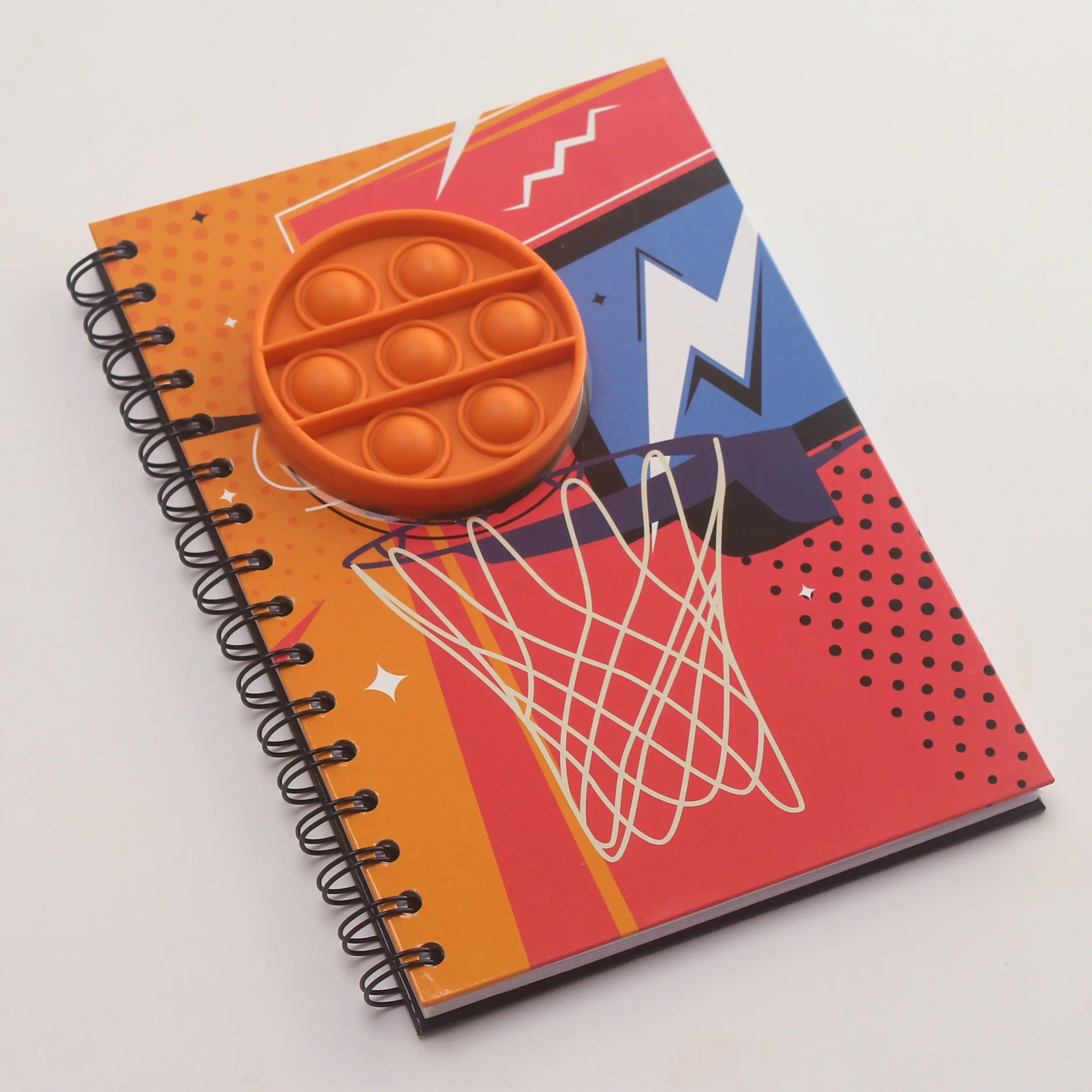 Cuaderno Pioneer de silicona para baloncesto fluorescente de doble espiral A5