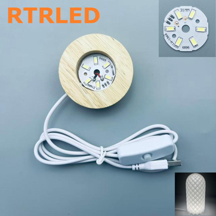 6cm-White Light-Natural Wood Color