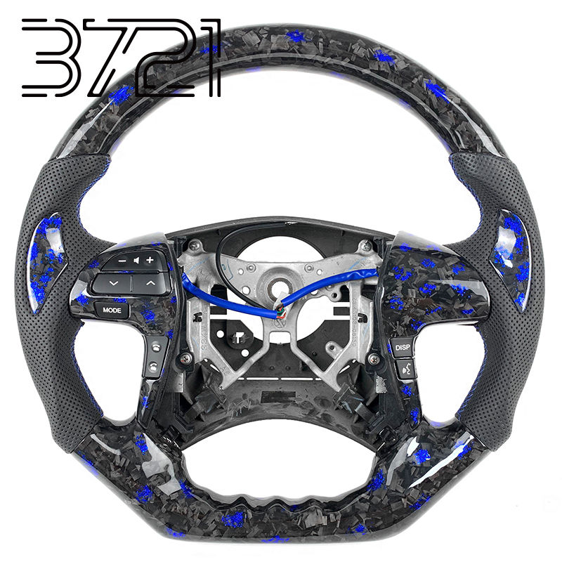 Blue Forged carbon fiber+perforated leather