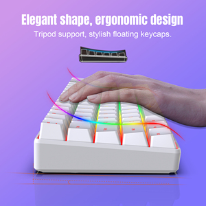 Venta al por mayor HXSJ V200 teclado de membrana de 68 teclas duradero silencioso RGB retroiluminado ABS Tipo-C Teclado mecánico para juegos para ordenador - Product Image 2