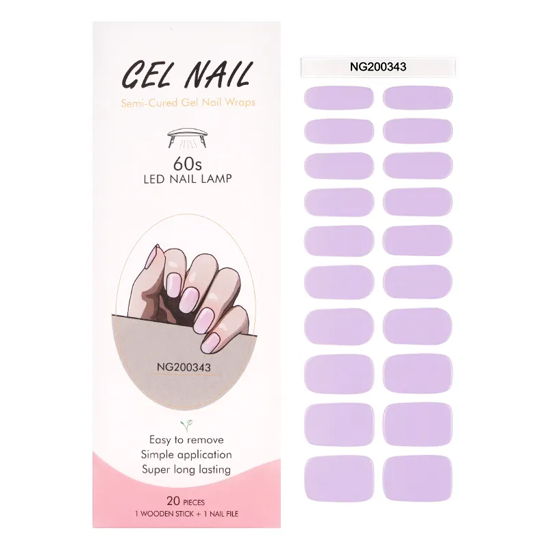 Long Lasting Lamp Gel Strips Nail Sticker High Quality Korea Gel Nail Wrap UV Cure Semi硬化したGel Nail Wraps