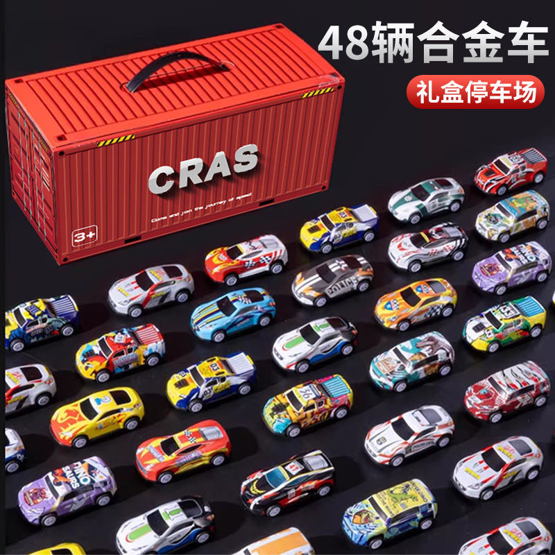 Garage conteneur rouge-48 voitures en alliage avec carte