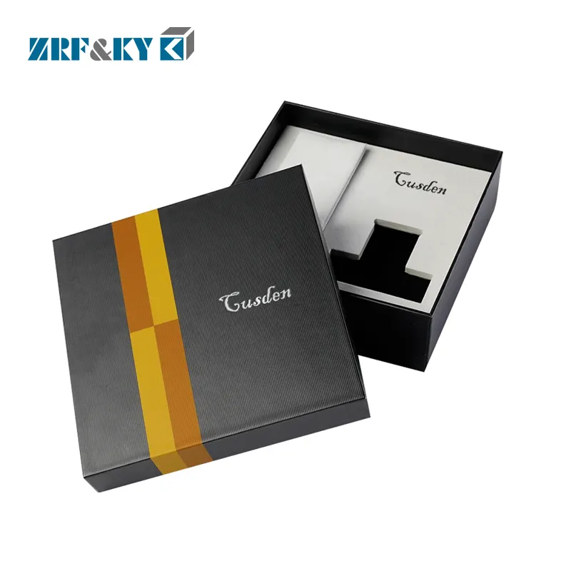 Custom Black Rigid Logo Printed Lid and Base Style Gift Products Two Parts Packaging Box