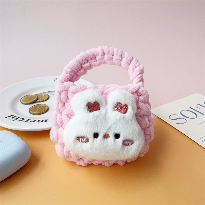Sac tricoté tête de lapin Love-poudre-118cm