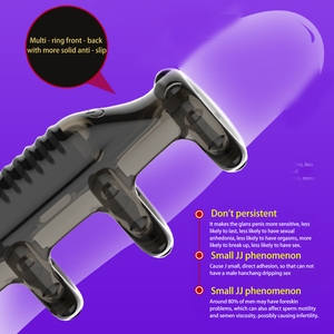 زوجين سيليكون تهتز حلقة القضيب الخصية عقد تأخير الوقت الجنسي زوجين لعبة الجنس - Product Image 2