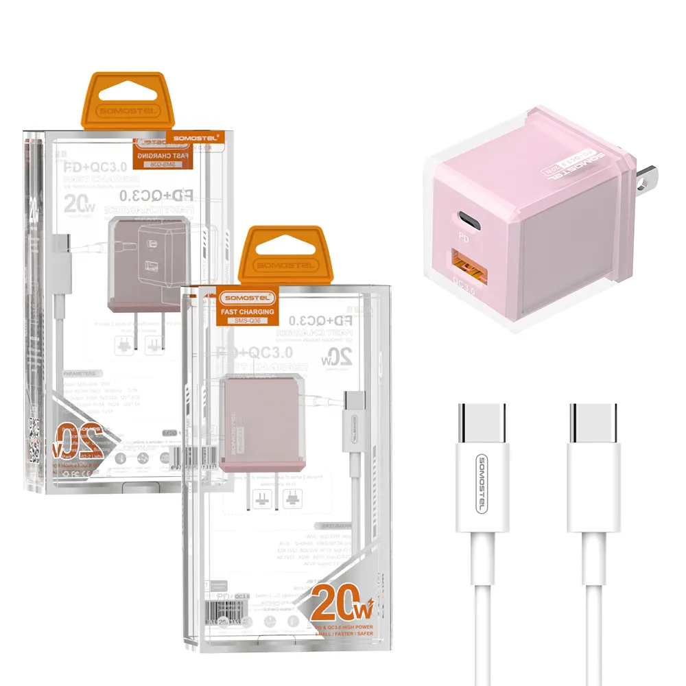 [Somostel Charger] Q3620W iPhone用急速充電携帯電話急速充電器USB Type C Cargadores para Celular Rapido