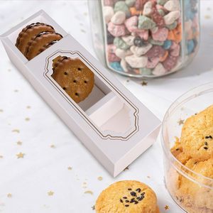 Lớn Đồng Bằng Rỗng Thùng Carton Trắng Macaron Hộp Rõ Ràng Cửa Sổ Giấy Bao Bì Cho Các Mặt Hàng Bánh Bánh Nướng Bánh Nhỏ Cupcakes Cho Cookie - Product Image 3