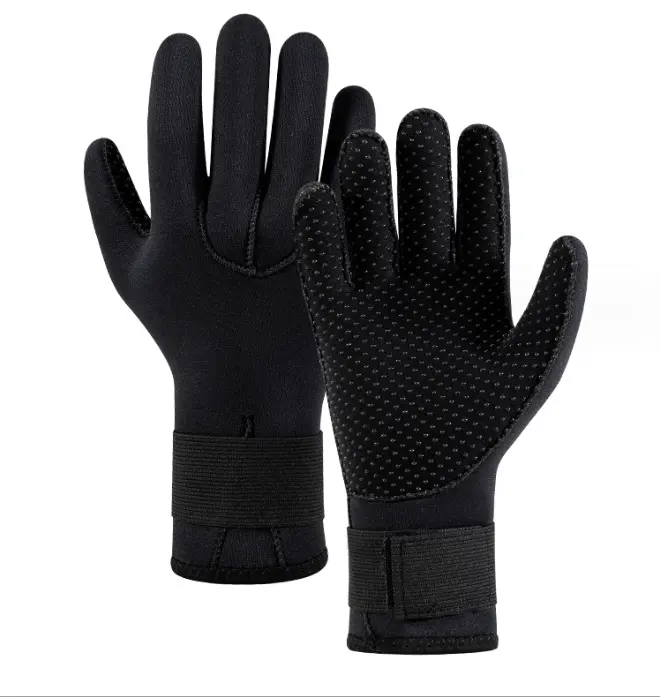 Gants de plongée en néoprène Gants de combinaison chauds à cinq doigts Gants de surf antidérapants flexibles avec dragonne réglable pour la plongée D