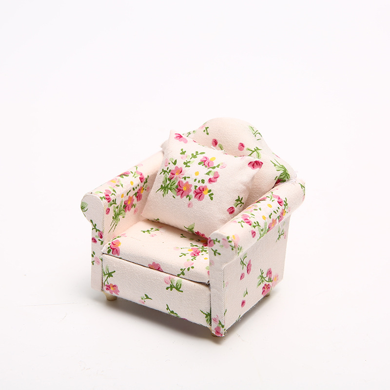 Powder cloth flower single sofa