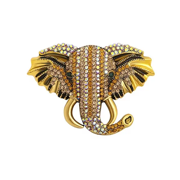 Broche de metal con forma de elefante para mujer, broche de Elefante Dorado, bohemio