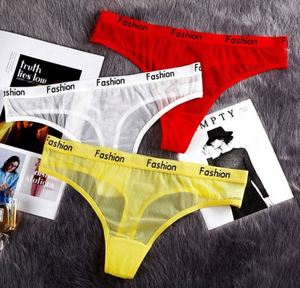 XP031 Atacado Cor Sólida Letra Tanga Legal Gráfico Cintura Briefs Verão Sexy Malha Calcinhas das Mulheres Maduras Roupa Interior das Mulheres