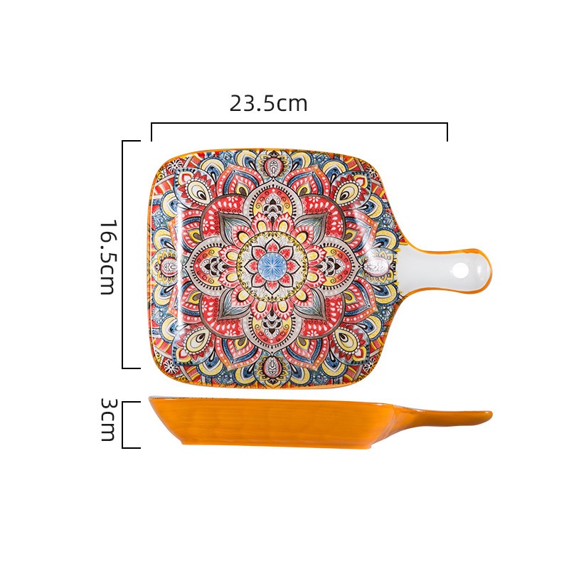 Assiette carrée de 9 pouces avec poignée