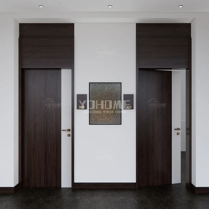 Cina decorazione camera d'albergo di alta qualità 30 minuti tagliafuoco porta in legno da 28 pollici porta tagliafuoco interna elegante