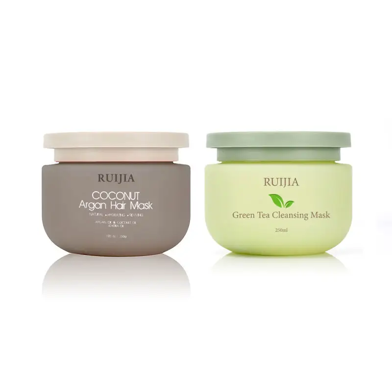 Eco-friendly HDPE 250ml 8oz Soft Cosmetic Packaging fosco verde Cuidados com a pele creme facial Loção corporal frascos de creme de plástico com tampa